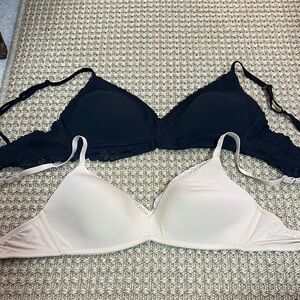 Aerie Black and Cream Triangle Bras
